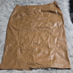 Marc New York Tan Leather Pencil Skirt